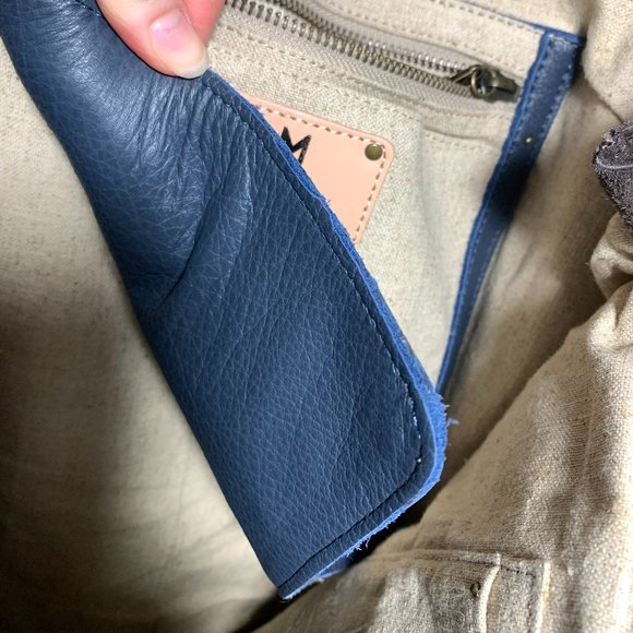 MUXO Brown Suede and Blue Leather Tote - Picture 12 of 15